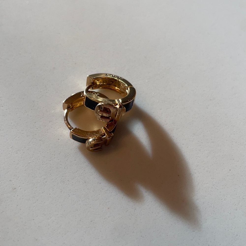 Juicy Couture Black and gold belt huggie earrings